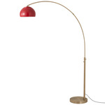 Float Half Dome Arc Floor Lamp - Weathered Brass / Crimson Red