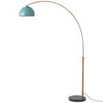 Float Half Dome Arc Floor Lamp - Weathered Brass / Black / Pool Blue
