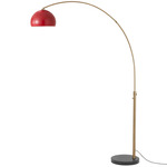 Float Half Dome Arc Floor Lamp - Weathered Brass / Black / Crimson Red