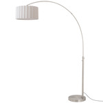 Float Scallop Arc Floor Lamp - Satin Nickel / White
