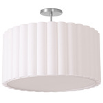 Scallop Semi Flush Ceiling Light - Satin Nickel / White