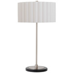 Slimline Scallop Table Lamp - Satin Nickel / White