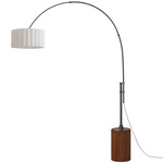 Tambo Arc Floor Lamp w/Scallop Shade - Black Nickel / Dark Walnut / White