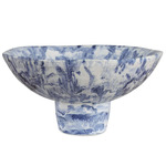 Indigo Marble Pedestal Bowl - Blue/White