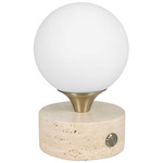 Abril Portable Table Lamp - Travertine / Frost