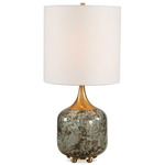 Glenn Table Lamp - Antique Brass/Green/Smoke / White