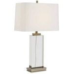 Genevieve Table Lamp - Clear - Antique Brass / White