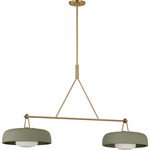 Liora Linear Chandelier - Estate Brass / Sage Stoneware