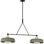 Liora Linear Chandelier - Aged Iron / Sage Stoneware