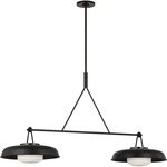 Liora Steel Linear Chandelier - Aged Iron / Matte Opal