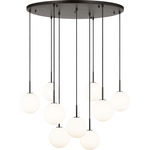 Sorelle Round Multi Light Chandelier - Aged Iron / Opal Acid Etched