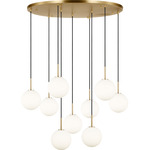 Sorelle Round Multi Light Chandelier - Estate Brass / Opal Acid Etched