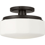 Fairfax Semi Flush Ceiling Light - Aged Iron / Opal Etched