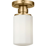 Fairfax Solitaire Semi Flush Ceiling Light - Estate Brass / Opal Etched