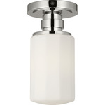 Fairfax Solitaire Semi Flush Ceiling Light - Polished Nickel / Opal Etched