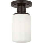 Fairfax Solitaire Semi Flush Ceiling Light - Aged Iron / Opal Etched