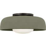Liora Ceiling Flush Light - Aged Iron / Sage Stoneware