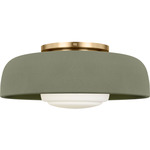 Liora Ceiling Flush Light - Estate Brass / Sage Stoneware