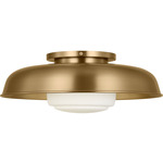 Liora Steel Ceiling Flush Light - Estate Brass / Matte Opal