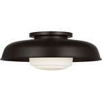 Liora Steel Ceiling Flush Light - Aged Iron / Matte Opal