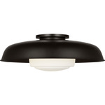 Liora Steel Ceiling Flush Light - Aged Iron / Matte Opal