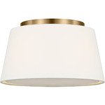 Hale Ceiling Flush Light - Estate Brass / White Linen