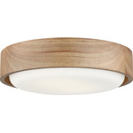 Aurelle Wood Ceiling Flush Light - Natural Honey / Opal Acid Etched
