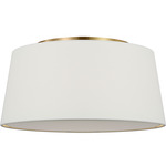 Hale Ceiling Flush Light - Estate Brass / White Linen