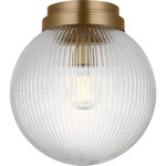 Preston Ceiling Flush Light - Satin Brass / Clear