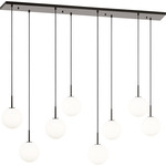 Sorelle Linear Multi Light Chandelier - Aged Iron / Opal Acid Etched