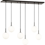 Sorelle Linear Multi Light Chandelier - Aged Iron / Opal Acid Etched