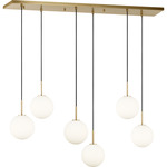 Sorelle Linear Multi Light Chandelier - Estate Brass / Opal Acid Etched