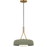 Liora Dome Pendant - Estate Brass / Sage Stoneware