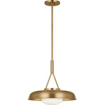 Liora Steel Dome Pendant - Estate Brass / Matte Opal