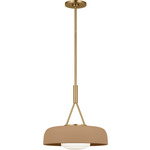 Liora Dome Pendant - Estate Brass / Toast Stoneware