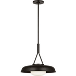 Liora Steel Dome Pendant - Aged Iron / Matte Opal