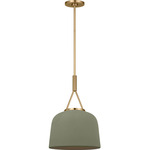 Liora Pendant - Estate Brass / Sage Stoneware