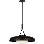 Liora Steel Dome Pendant - Aged Iron / Matte Opal