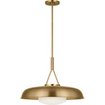 Liora Steel Dome Pendant - Estate Brass / Matte Opal