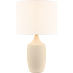 Sayer Table Lamp - Ivory Stoneware / White Linen