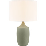 Sayer Table Lamp - Sage Stoneware / White Linen