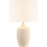 Sayer Table Lamp - Ivory Stoneware / White Linen