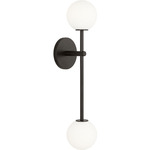 Sorelle Double Wall Sconce - Aged Iron / Opal Acid Etched