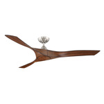 Willow Smart Outdoor Ceiling Fan with Light - Nickel / Walnut