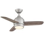 The Mini Ceiling Fan with Color-Select Light - Galvanized Iron / Vintage Oak