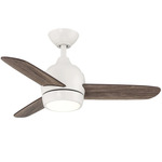 The Mini Ceiling Fan with Color-Select Light - Matte White / Vintage Oak