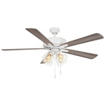 Pecos Ceiling Fan with Light - Matte White / Matte White / Vintage Oak