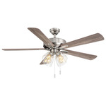 Pecos Ceiling Fan with Light - Nickel / Vintage Oak / Dark Walnut