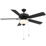 Dalton II Outdoor Ceiling Fan with Bowl Light - Matte Black / Black