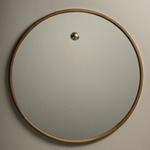 Knob Round Mirror - Vintage Oak / Polished Brass